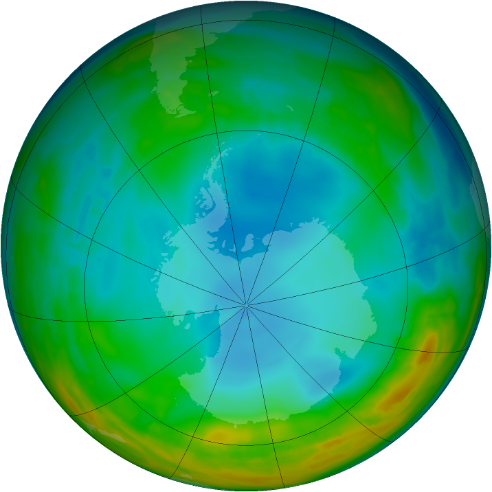 Antarctic ozone map for 22 July 2014